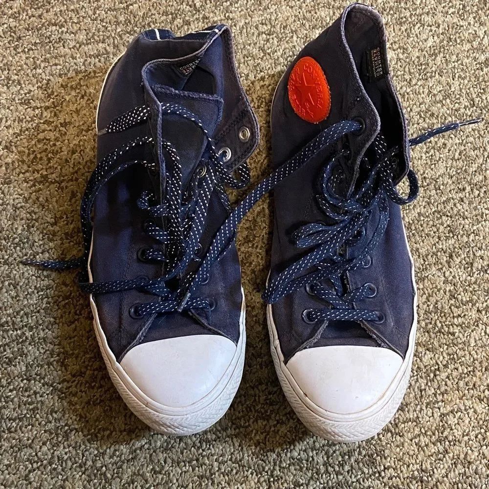 Converse 153793F Ws13 Ms 11Size Navy High-Top Sneakers with Bright Orange Patch - Picture 6 of 15